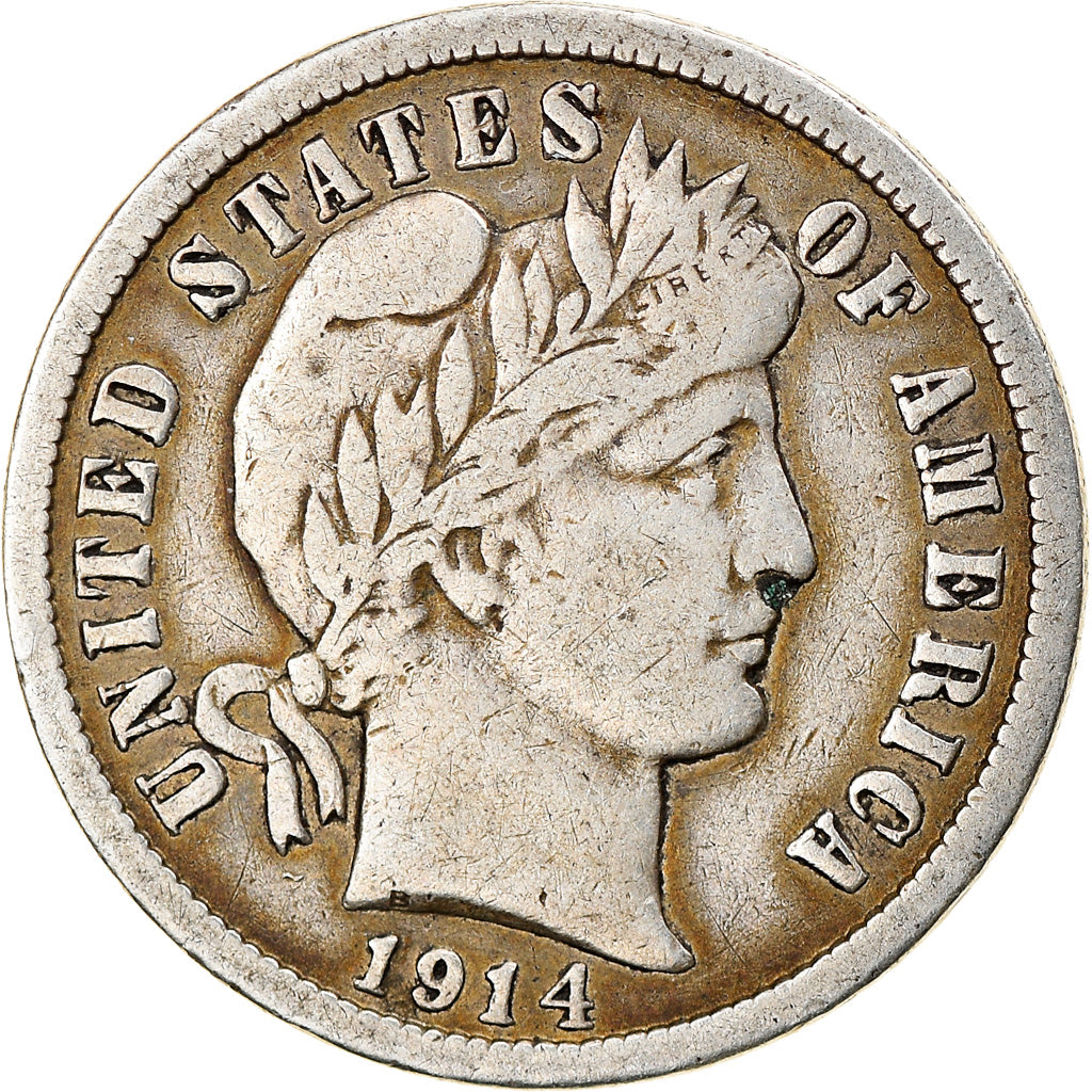 Coin, United States, Barber Dime, Dime, 1914, Denver, VF(30-35), Silver, KM:113