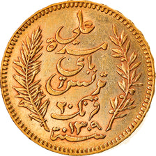 Coin, Tunisia, Ali Bey, 20 Francs, 1892, Paris, EF(40-45), Gold, KM:227