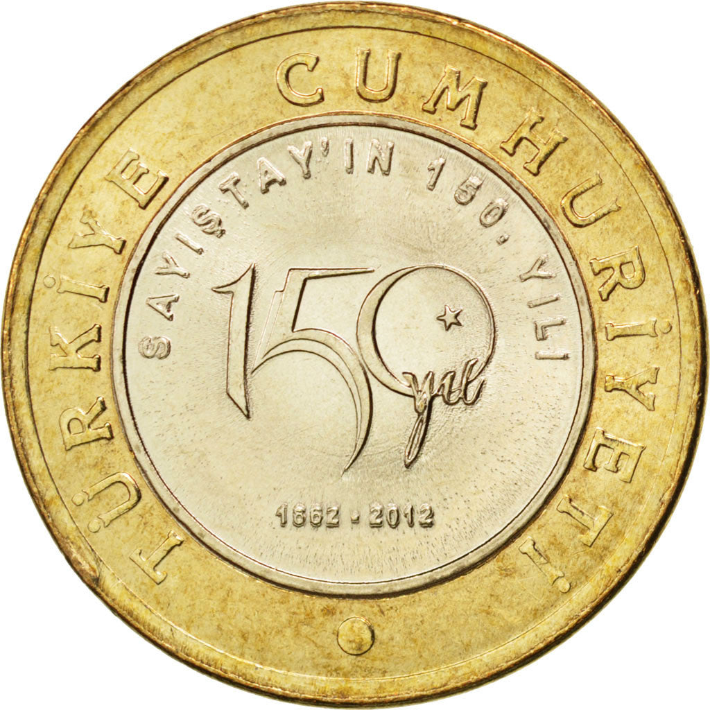 TURKEY, Lira, 2012, KM #1289, MS(63), Bi-Metallic, 26, 8.24