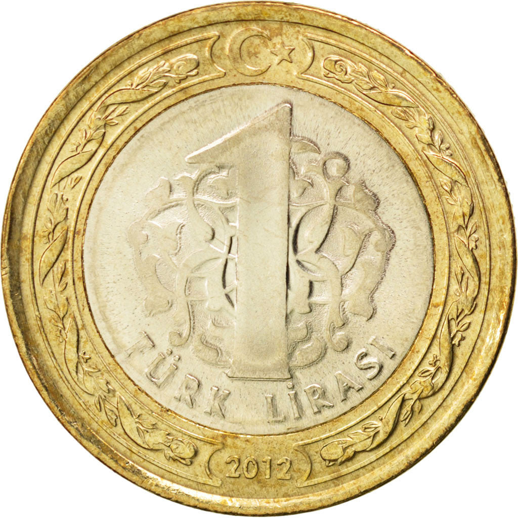 TURKEY, Lira, 2012, KM #1289, MS(63), Bi-Metallic, 26, 8.24