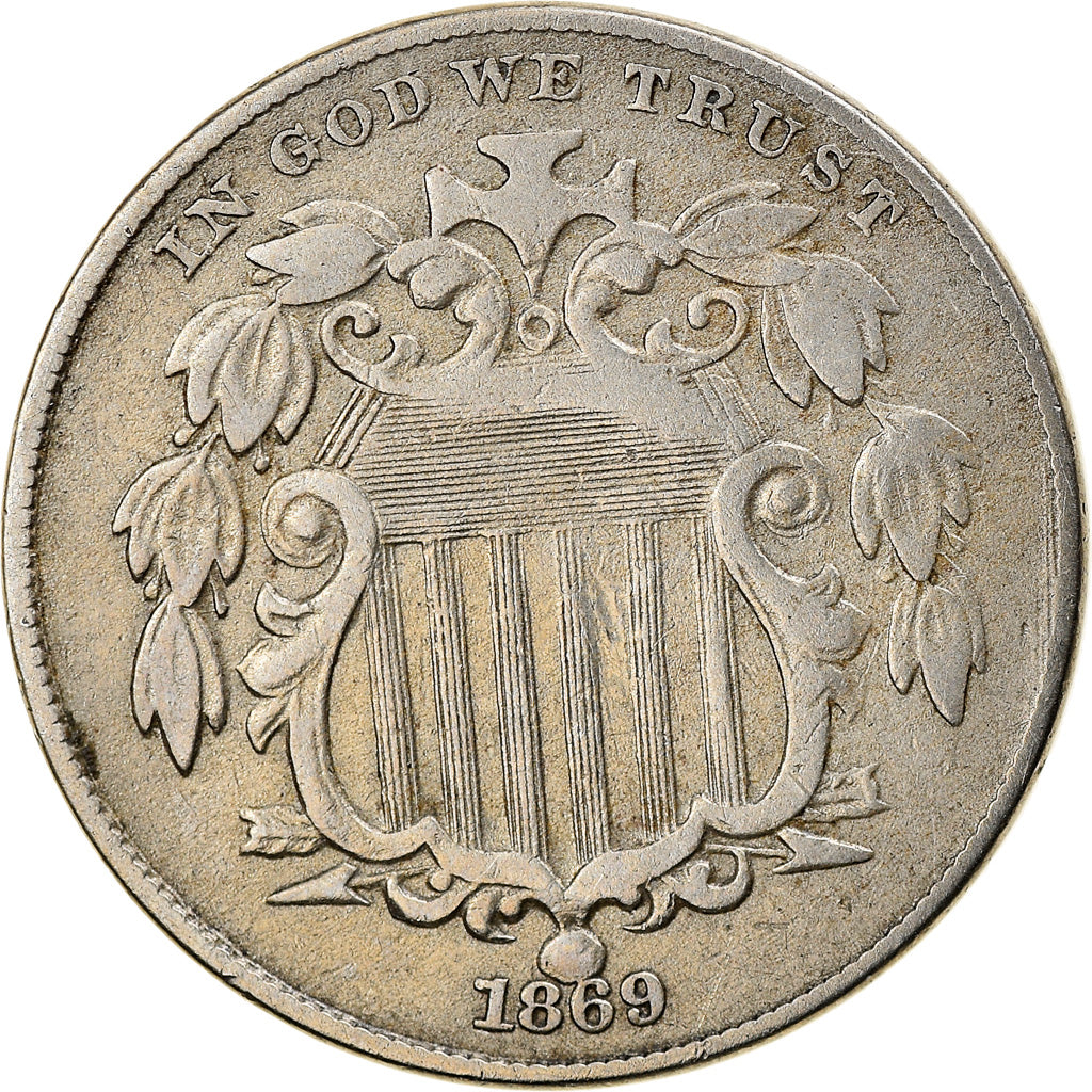 Coin, United States, Shield Nickel, 5 Cents, 1869, Philadelphia, EF(40-45)