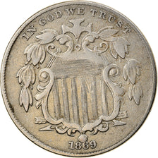 Coin, United States, Shield Nickel, 5 Cents, 1869, Philadelphia, EF(40-45)