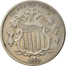 Moeda, Estados Unidos da América, Shield Nickel, 5 Cents, 1869, Philadelphia