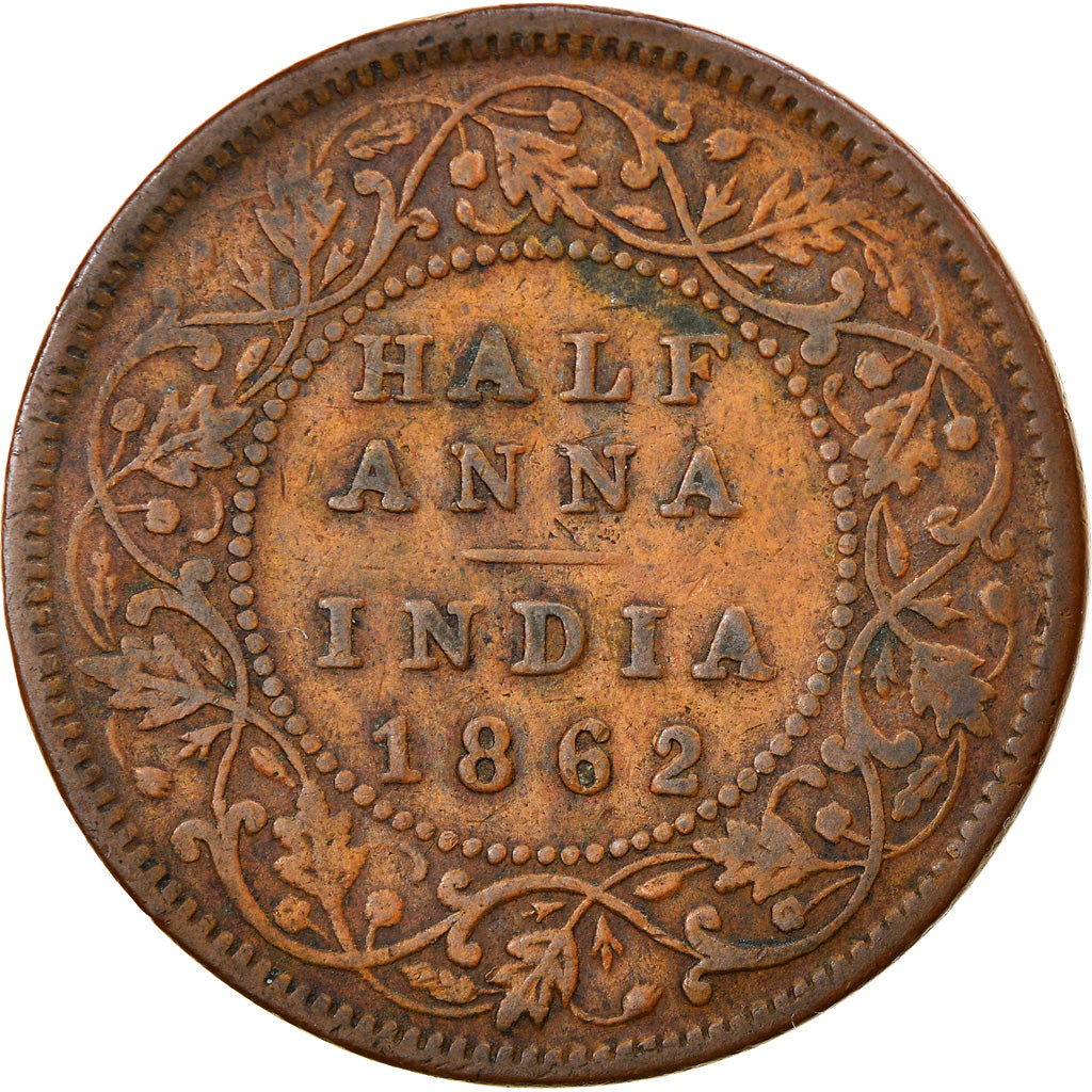 Munten, INDIA-BRITS, Victoria, 1/2 Anna, 1862, Bombay, FR, Koper, KM:468