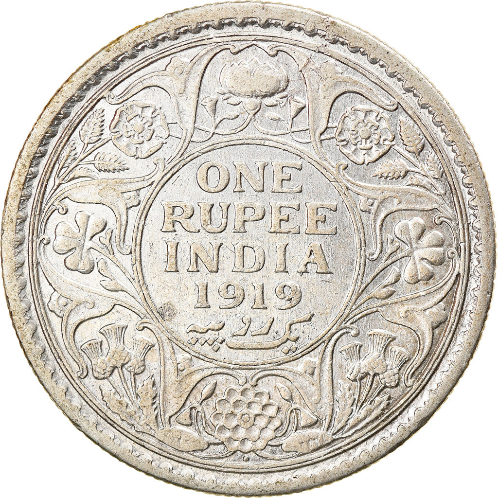 Coin, INDIA-BRITISH, George V, Rupee, 1919, Bombay, EF(40-45), Silver, KM:524