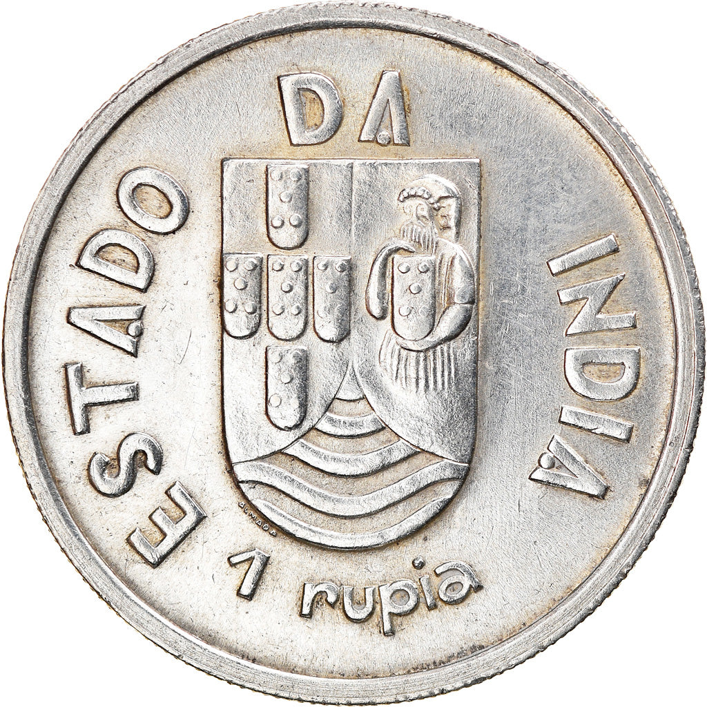 Coin, INDIA-PORTUGUESE, Rupia, 1935, AU(55-58), Silver, KM:22