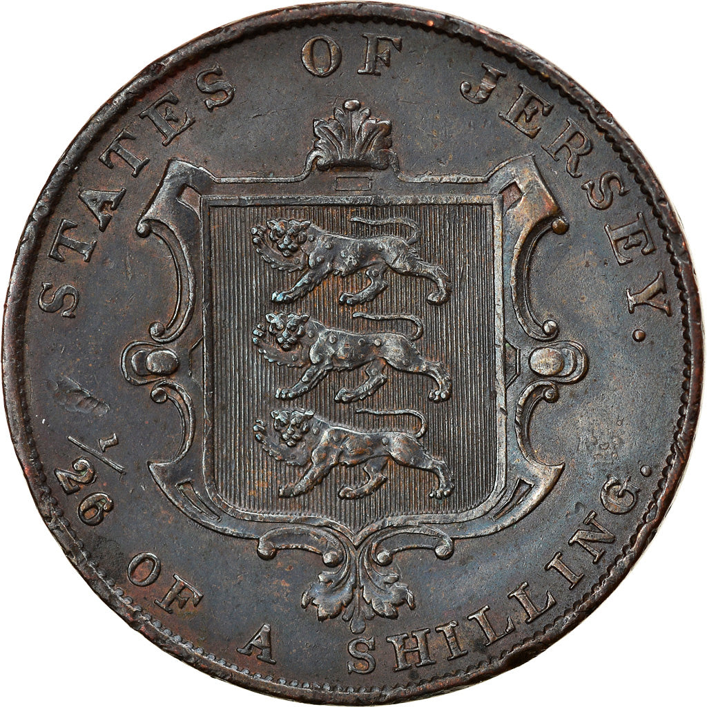 Coin, Jersey, Victoria, 1/26 Shilling, 1844, AU(50-53), Copper, KM:2