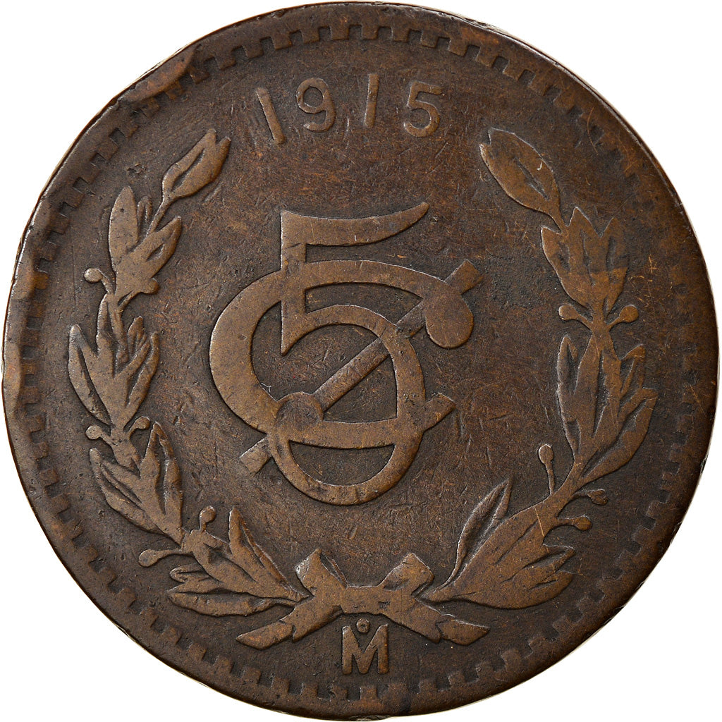 Coin, Mexico, 5 Centavos, 1915, Mexico City, VF(30-35), Bronze, KM:422
