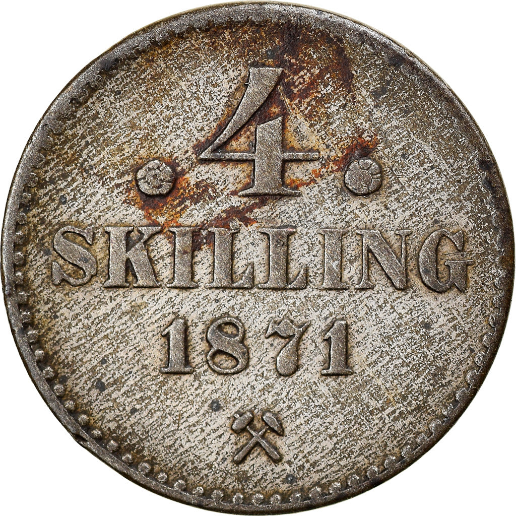 Coin, Norway, 4 Skilling, 1871, EF(40-45), Silver, KM:337