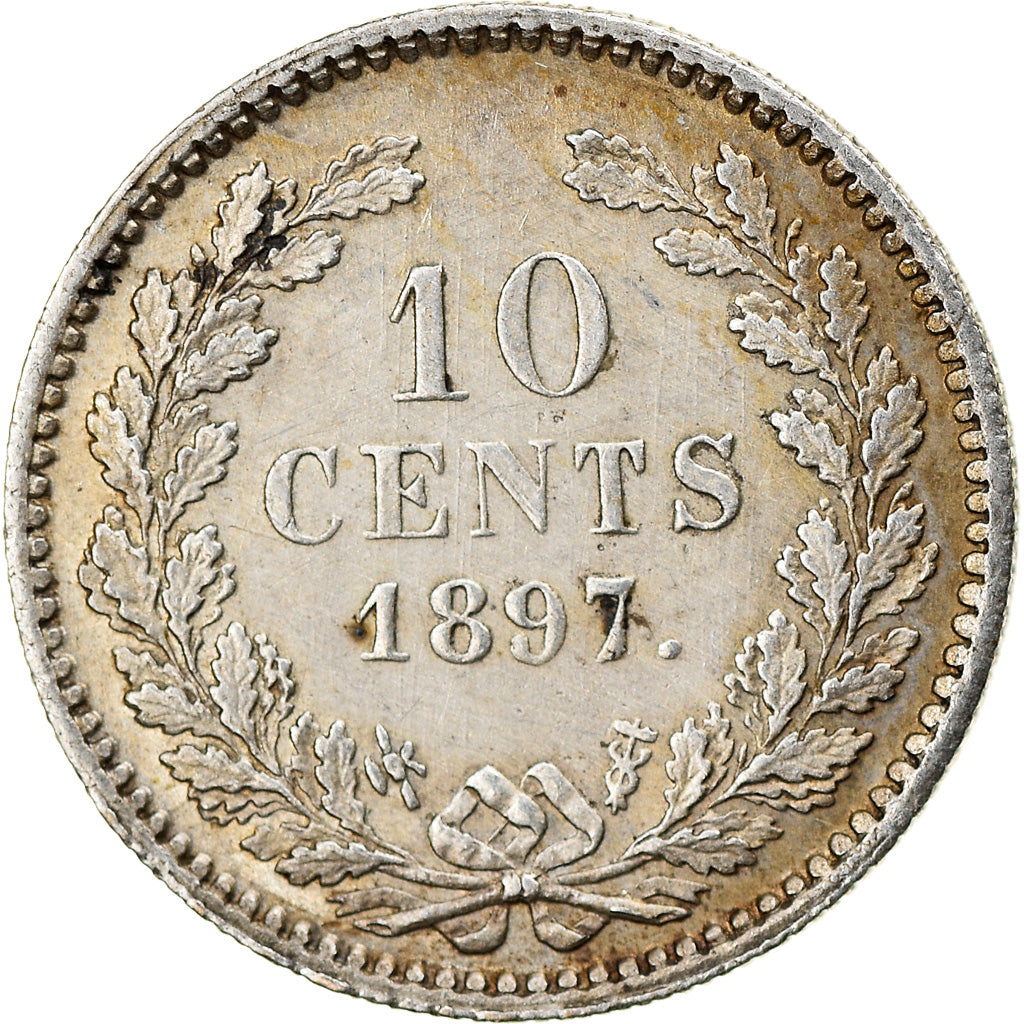 Coin, Netherlands, Wilhelmina I, 10 Cents, 1897, AU(55-58), Silver, KM:116