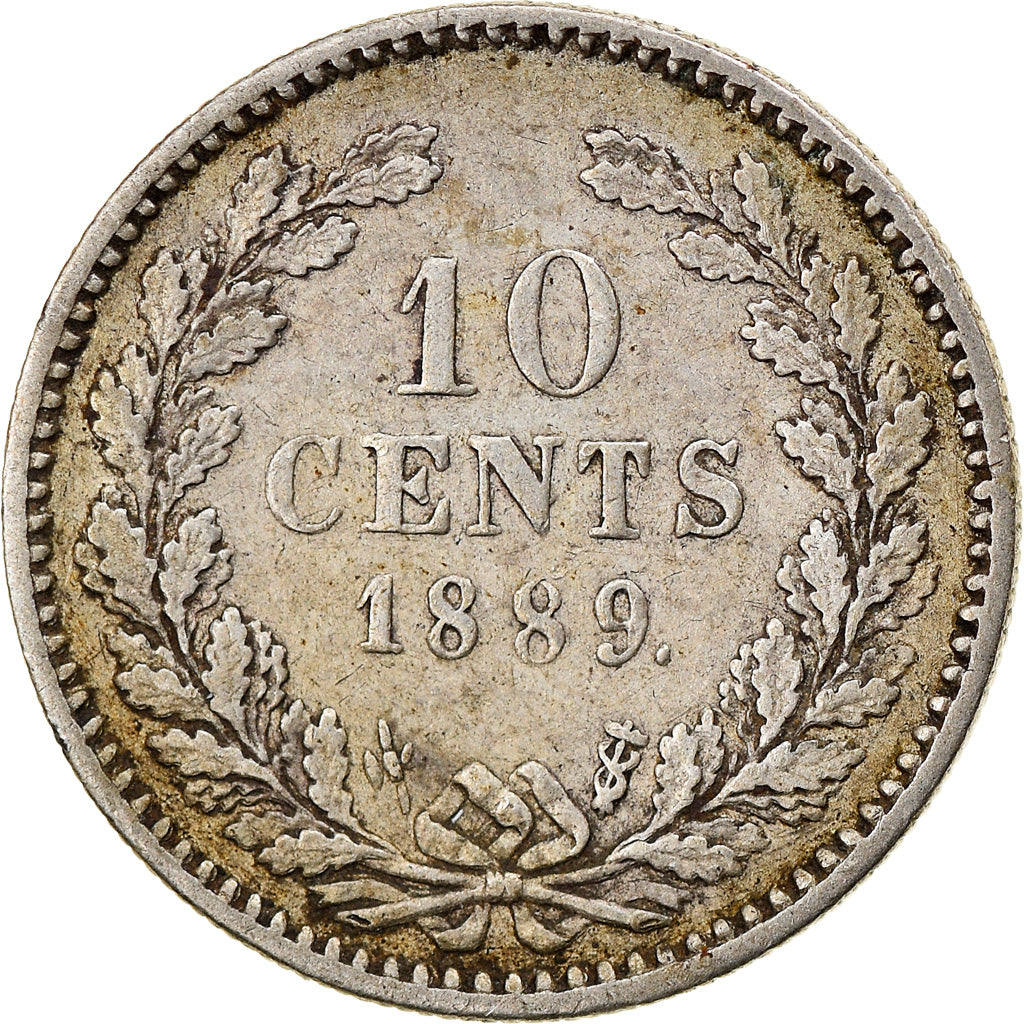 Coin, Netherlands, William III, 10 Cents, 1889, AU(50-53), Silver, KM:80