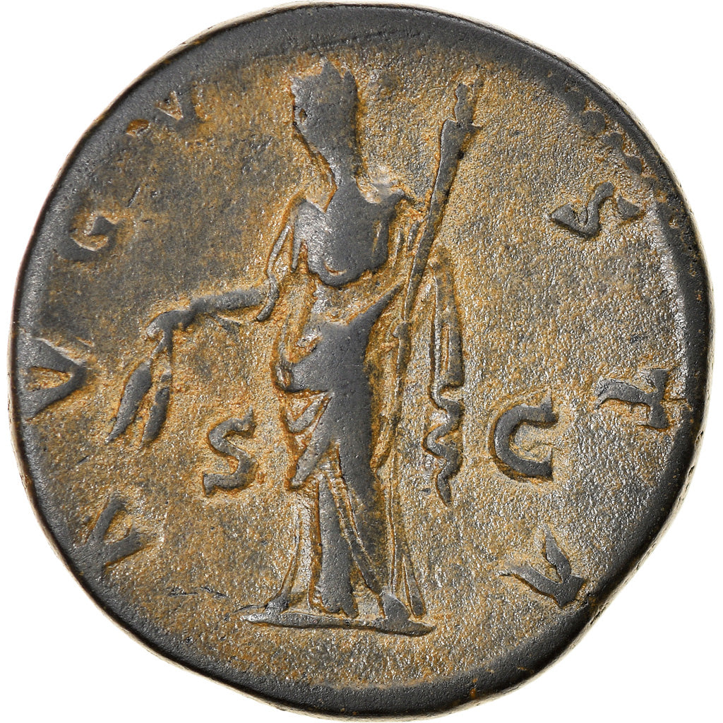 Coin, Diva Faustina I, Sestertius, AD 146-161, Rome, VF(30-35), Bronze, RIC:1116