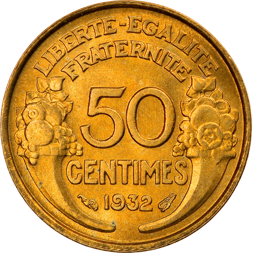 Moeda, França, Morlon, 50 Centimes, 1932, 9 and 2 opened, MS(64)