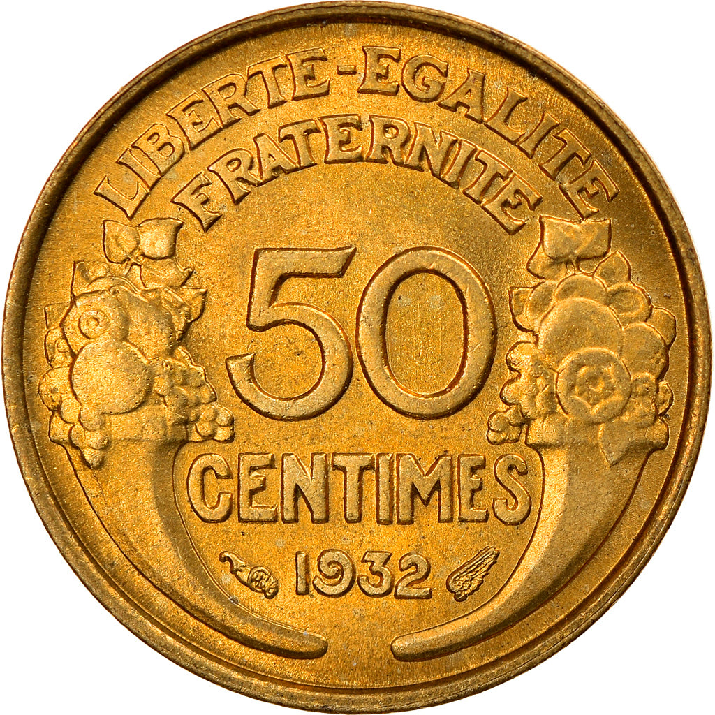 Moeda, França, Morlon, 50 Centimes, 1932, 9 and 2 opened, MS(64)