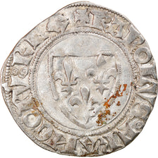 Moneta, Francja, Charles VI, Blanc Guénar, Paris, EF(40-45), Bilon