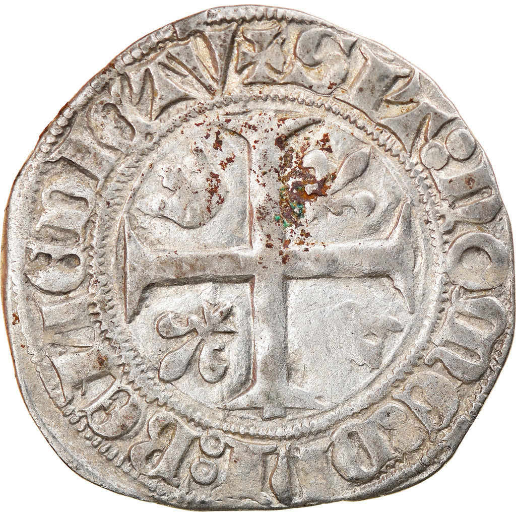 Monnaie, France, Charles VI, Blanc Guénar, Paris, TTB, Billon, Duplessy:377A