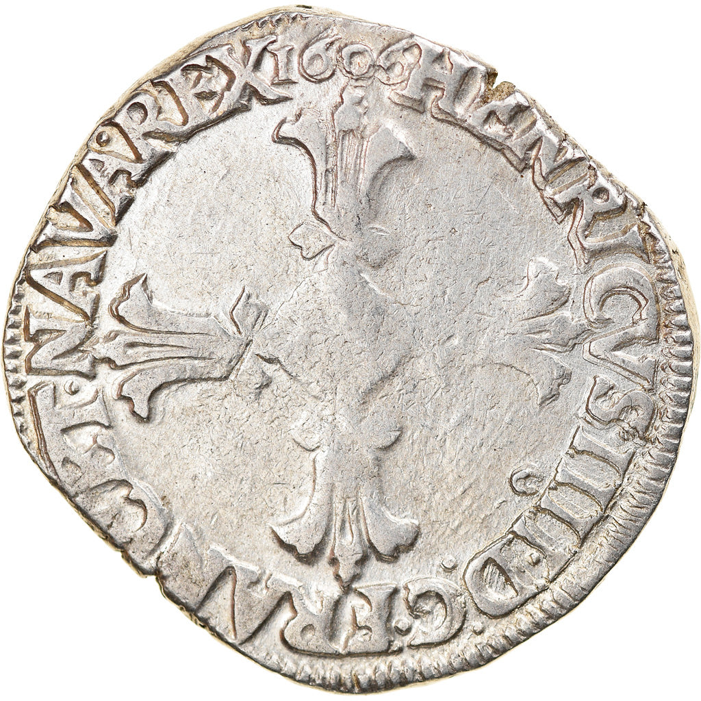Monnaie, France, Henri III, 1/4 Ecu, 1606, Rennes, TB+, Argent, Sombart:4686