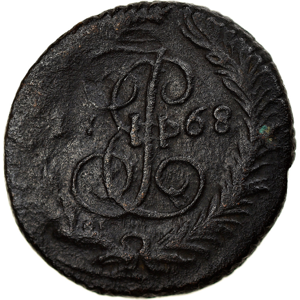 Moneda, Rusia, Catherine II, Polushka, 1/4 Kopek, 1768, Ekaterinbourg, BC+