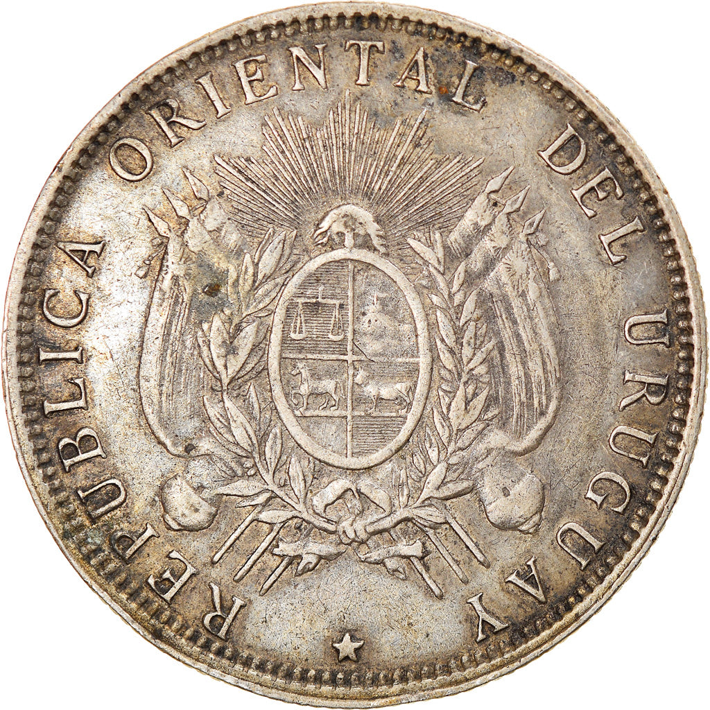Coin, Uruguay, 50 Centesimos, 1894, Uruguay Mint, AU(50-53), Silver, KM:16