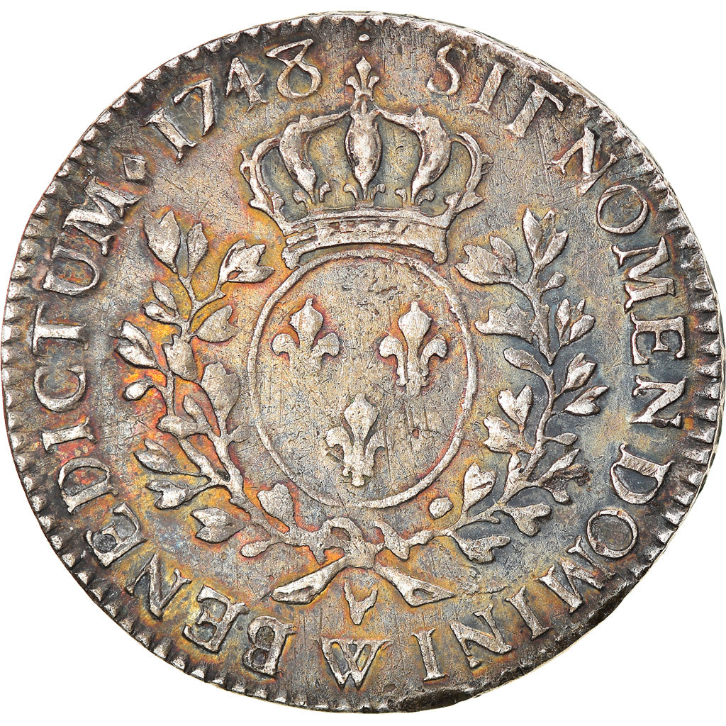 Coin, France, Louis XV, 1/2 Écu au bandeau, 1748, Lille, EF(40-45), Silver