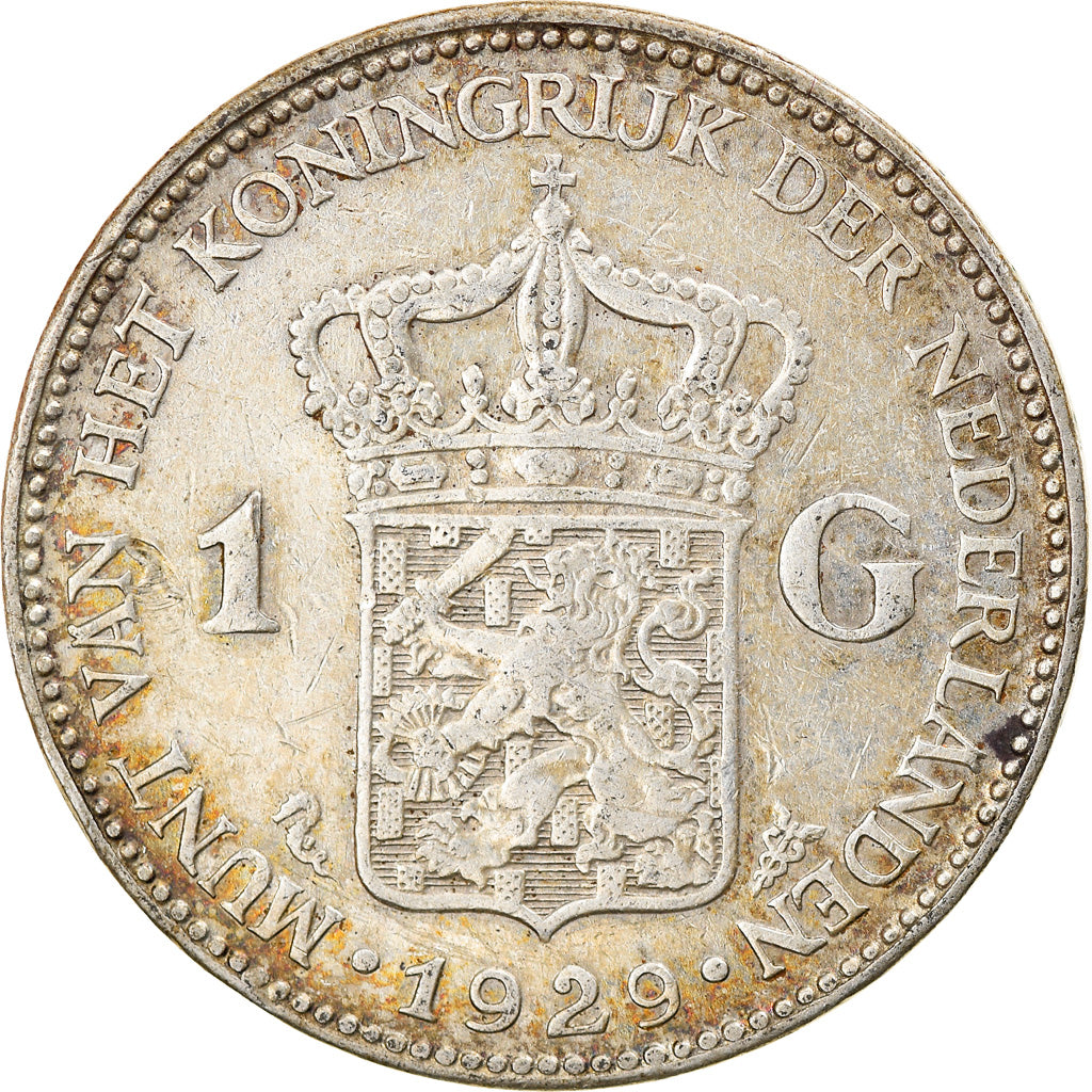 Coin, Netherlands, Wilhelmina I, Gulden, 1929, EF(40-45), Silver, KM:161.1