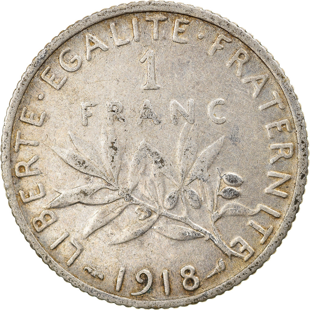 Coin, France, Semeuse, Franc, 1918, Paris, EF(40-45), Silver, KM:844.1