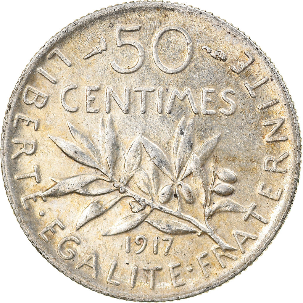 Monnaie, France, Semeuse, 50 Centimes, 1917, Paris, TTB+, Argent, Gadoury:420