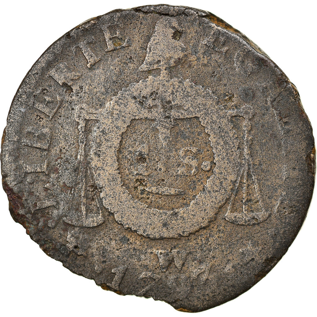 Coin, France, Sol aux balances françoise, Sol, 1793, Lille, F(12-15), Bronze