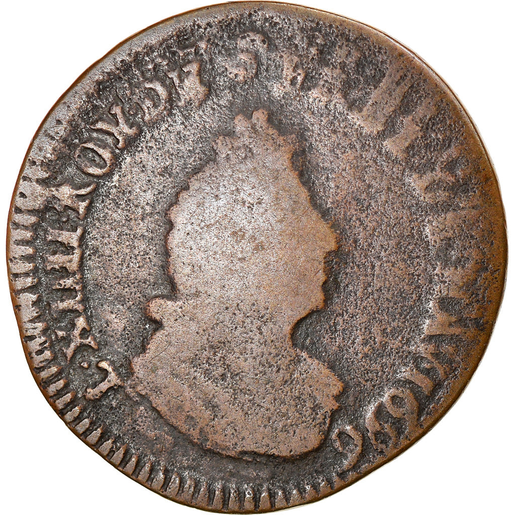 Monnaie, France, Louis XIV, Liard de France, 1696, Lille, B+, Cuivre