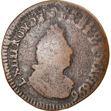 Monnaie, France, Louis XIV, Liard de France, 1696, Lille, B+, Cuivre