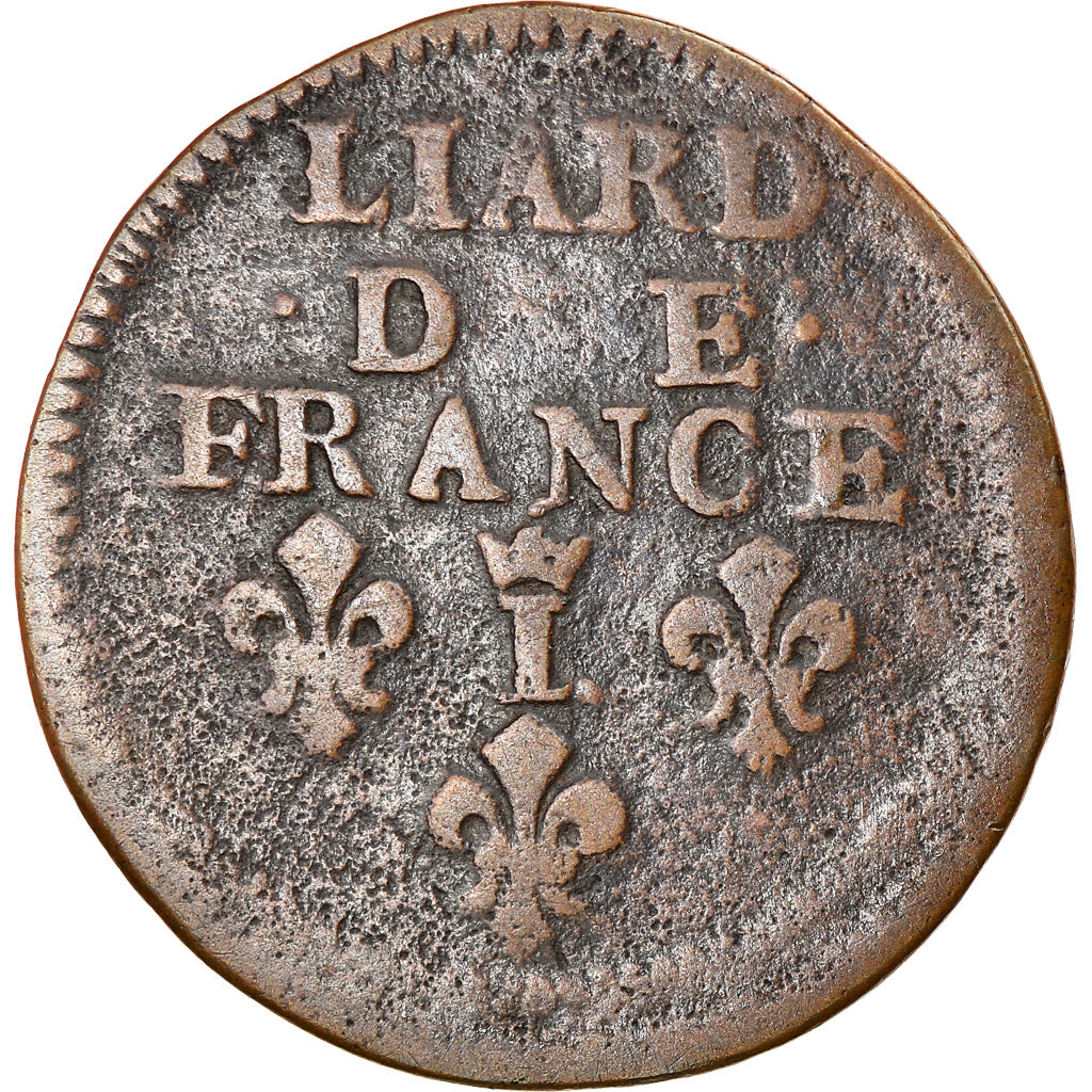Monnaie, France, Louis XIV, Liard de France, 1696, Lille, B+, Cuivre