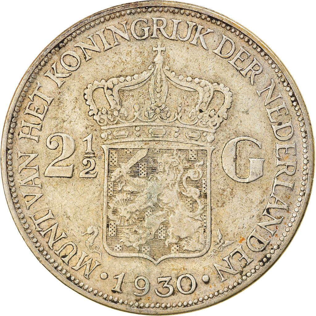 Coin, Netherlands, Wilhelmina I, 2-1/2 Gulden, 1930, EF(40-45), Silver, KM:165