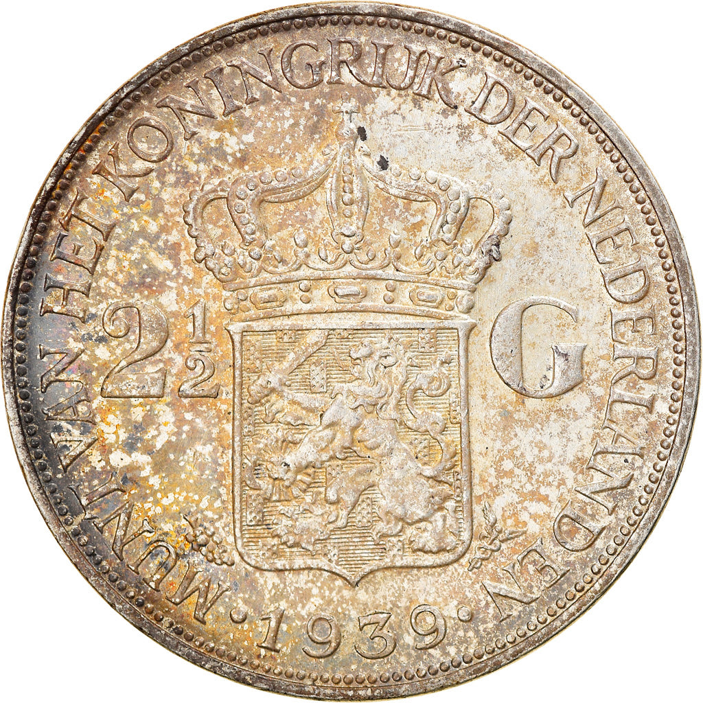 Moneta, Paesi Bassi, Wilhelmina I, 2-1/2 Gulden, 1939, Utrecht, BB+, Argento