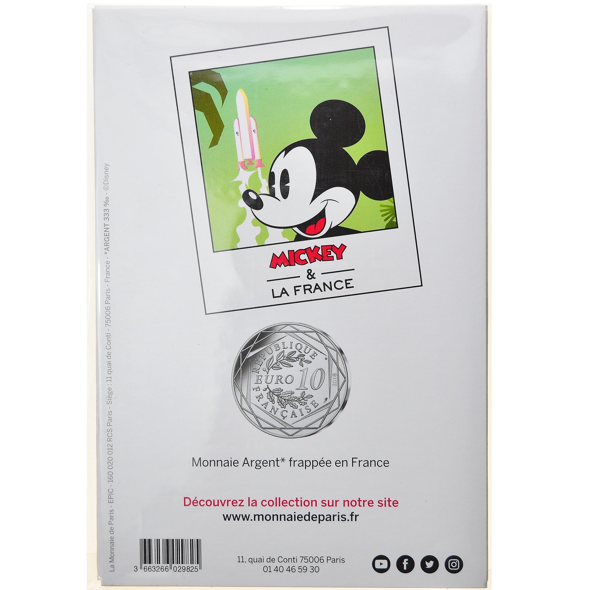 France, Monnaie de Paris, 10 Euro, Mickey (Guyane), 2018, Paris, MS(65-70)
