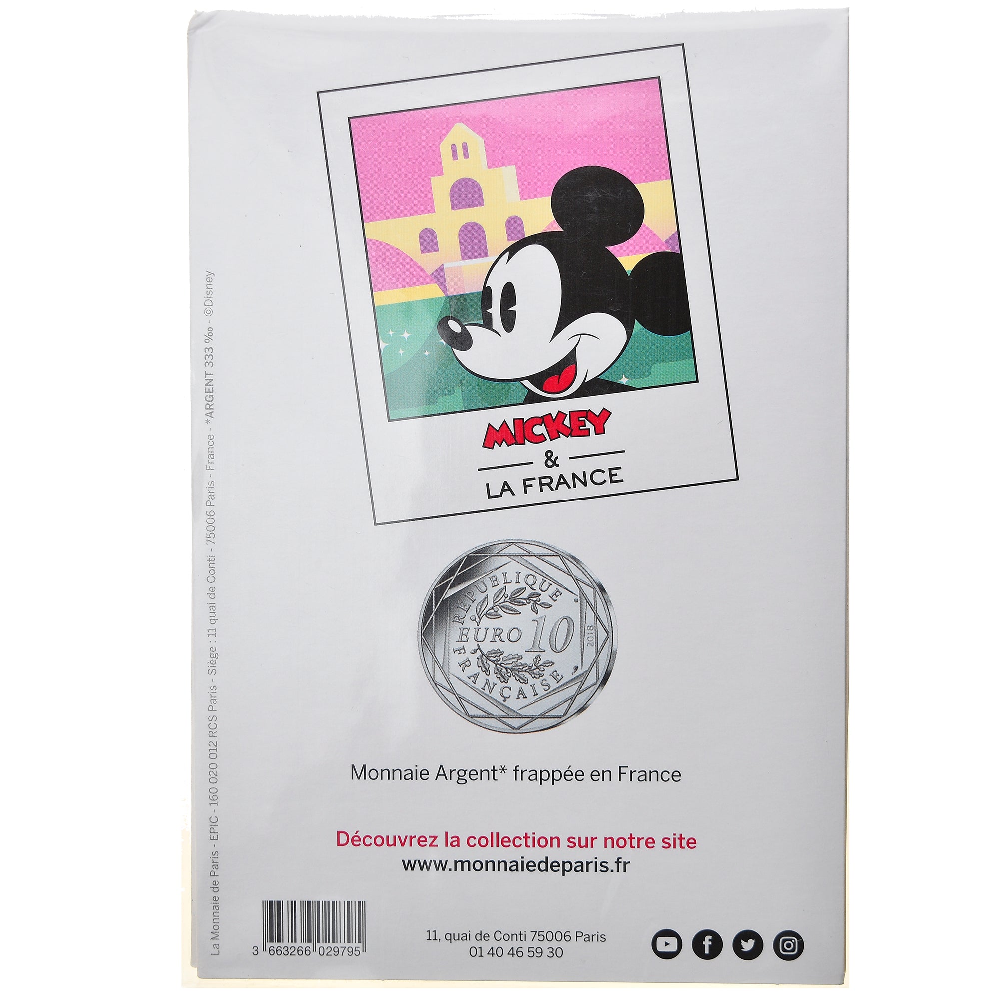 Francia, Monnaie de Paris, 10 Euro, Mickey (Avignon), 2018, Paris, FDC, Argento
