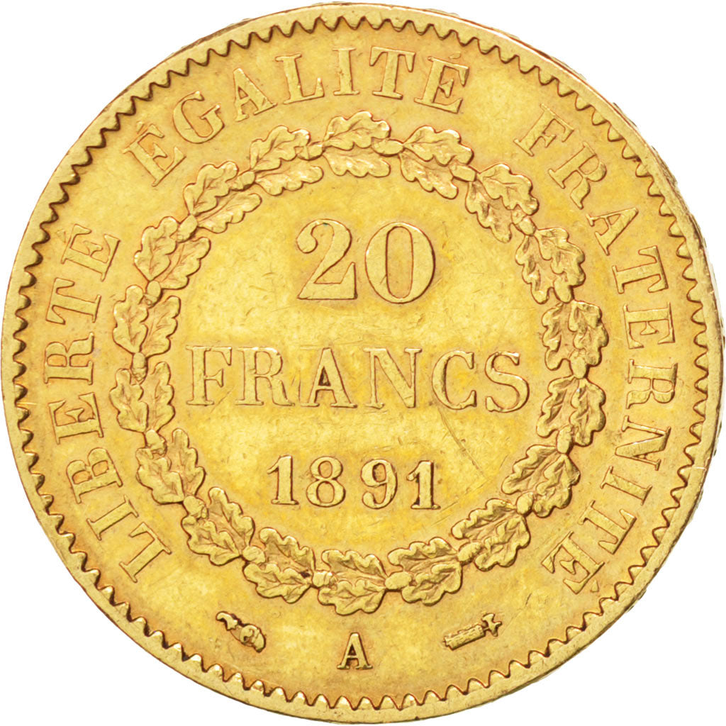IIIème République, 20 Francs Or Génie 1891 A, Paris, KM 825