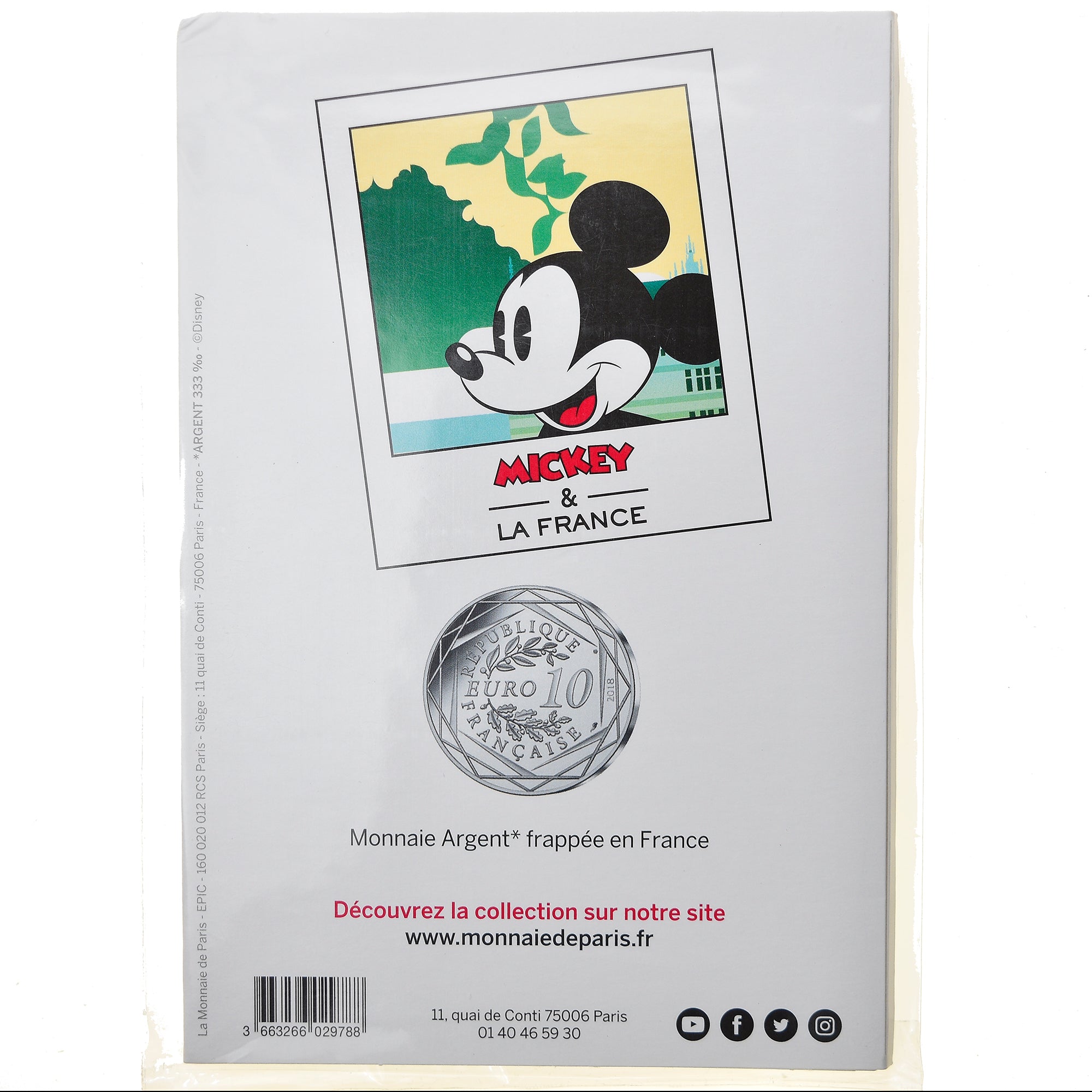 Frankreich, Monnaie de Paris, 10 Euro, Mickey (Azay le rideau), 2018, Paris