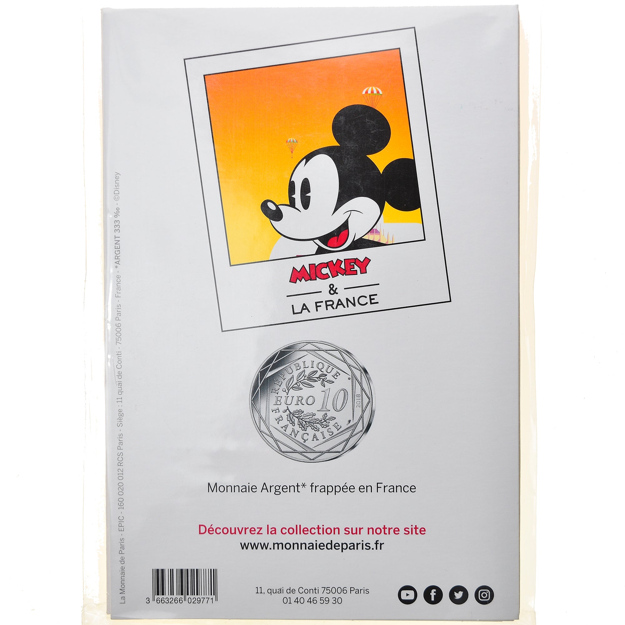 France, Monnaie de Paris, 10 Euro, Mickey (Mont Saint-Michel), 2018, Paris, FDC