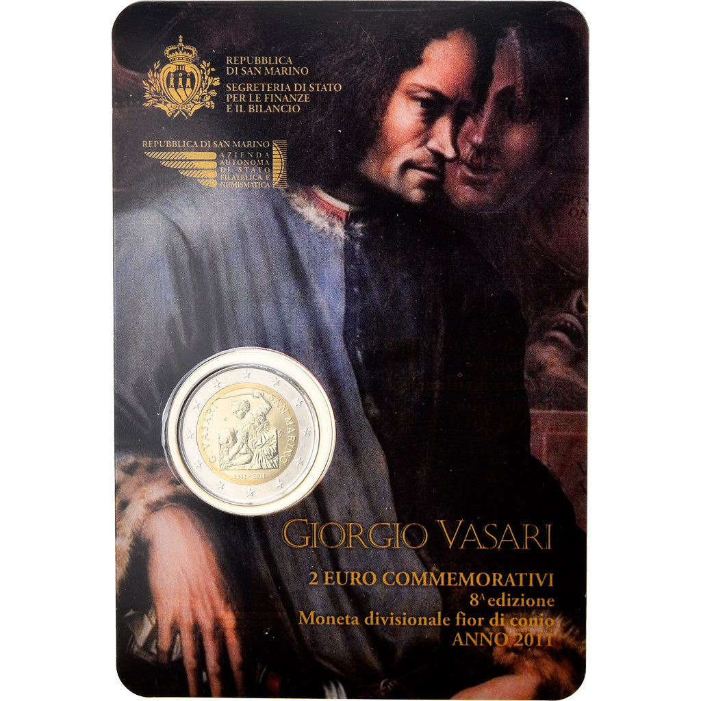 San Marino, 2 Euro, Giorgio Vasari, 2011, Rome, MS(65-70), Bi-Metallic