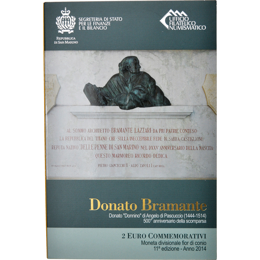 San Marino, 2 Euro, Donato Bramante, 2014, Rome, MS(65-70), Bi-Metallic