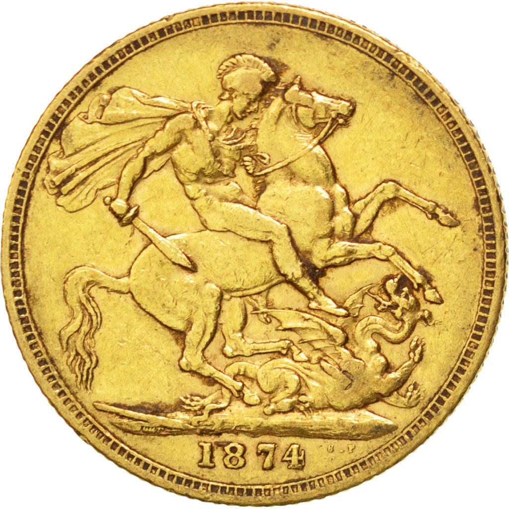 AUSTRALIA, Sovereign, 1874, Sydney, KM #7, EF(40-45), Gold, 7.93