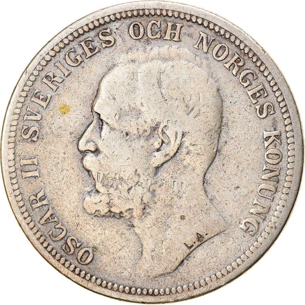 Coin, Sweden, Oscar II, 2 Kronor, 1897, VF(30-35), Silver, KM:761