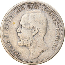 Coin, Sweden, Oscar II, 2 Kronor, 1897, VF(30-35), Silver, KM:761