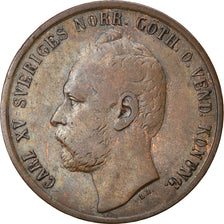 Moneta, Svezia, Carl XV Adolf, 5 Öre, 1863, BB, Bronzo, KM:707