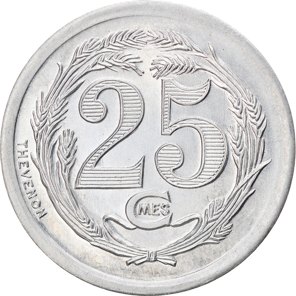 Coin, Algeria, Chambre de Commerce, Oran, 25 Centimes, 1922, MS(63), Aluminium