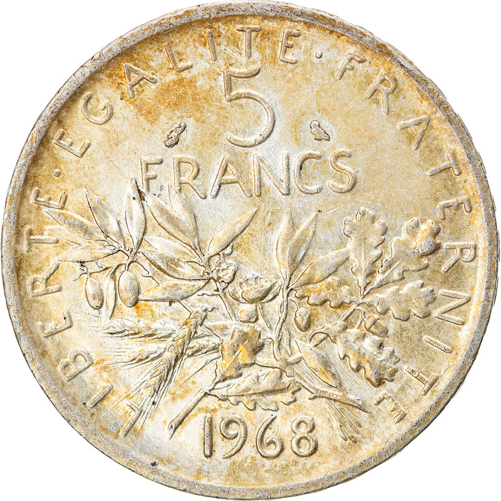 Münze, Frankreich, Semeuse, 5 Francs, 1968, Paris, SS+, Silber, KM:926