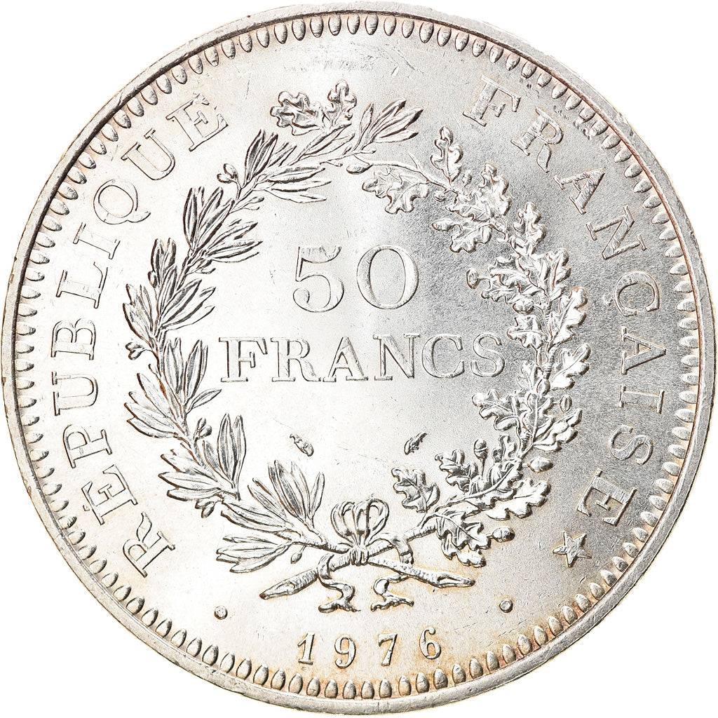 Coin, France, Hercule, 50 Francs, 1976, Paris, MS(64), Silver, KM:941.1
