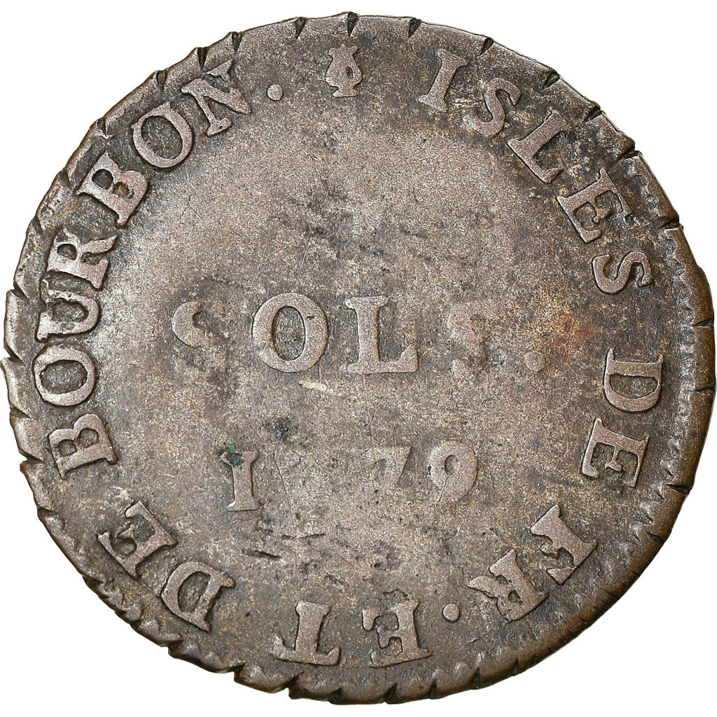 Moneda, ISLE DE BOURBON, 3 Sous, 1779, Paris, BC+, Vellón, KM:1