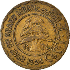 Münze, Lebanon, 2 Piastres, 1924, Paris, SS, Aluminum-Bronze, KM:1