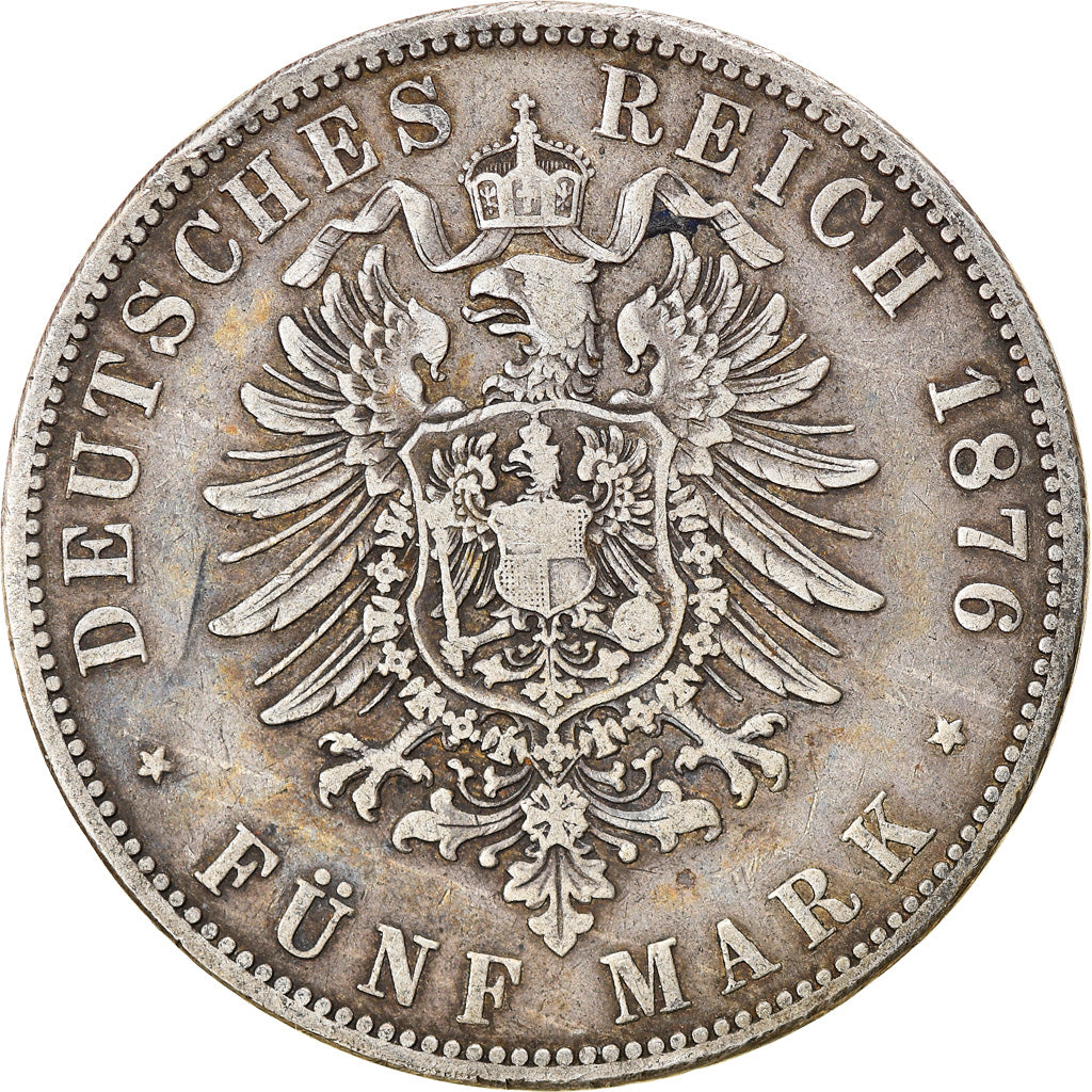 Coin, German States, PRUSSIA, Wilhelm I, 5 Mark, 1876, Berlin, VF(20-25)
